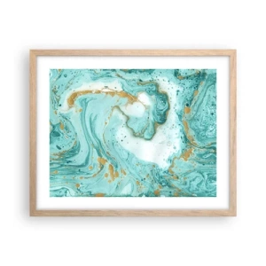 Poster in einem Rahmen aus heller Eiche - Unter der großen Welle der Edo-Ära - 50x40 cm