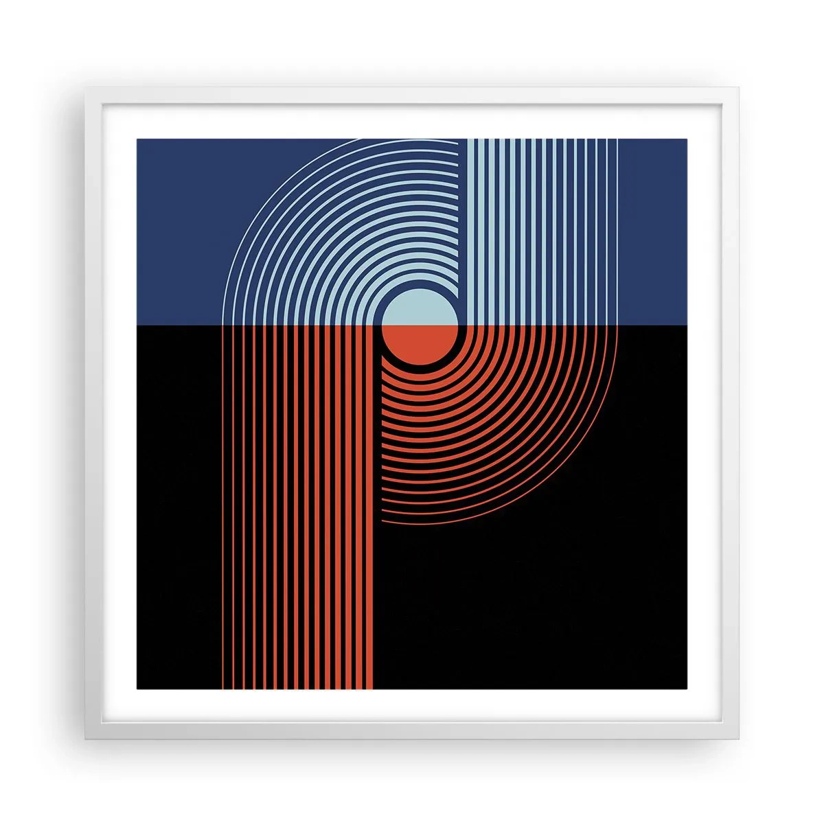 Poster in einem weißen Rahmen - In einer geometrischen Umarmung - 60x60 cm