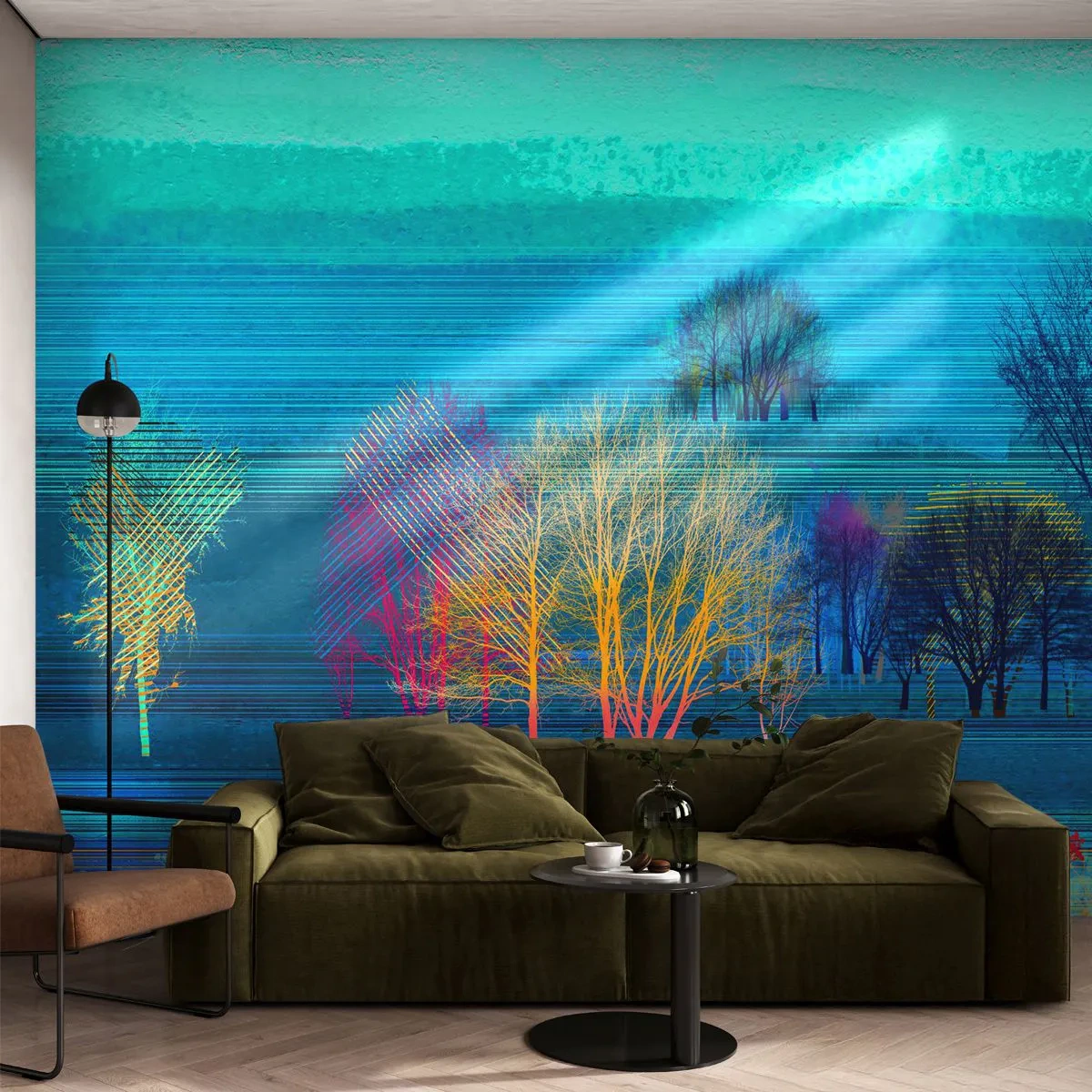 Fototapete Premium Canvas - Eine gekämmte Landschaft - Landschaft, Wald, Abstraktion - 200x140 cm