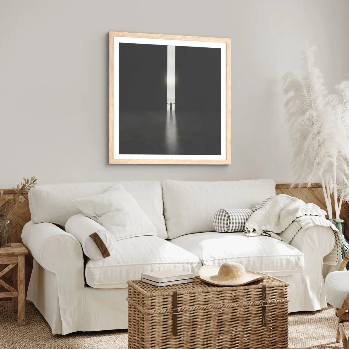 Poster in einem Rahmen aus heller Eiche - Ein Schritt in eine strahlende Zukunft - 40x40 cm