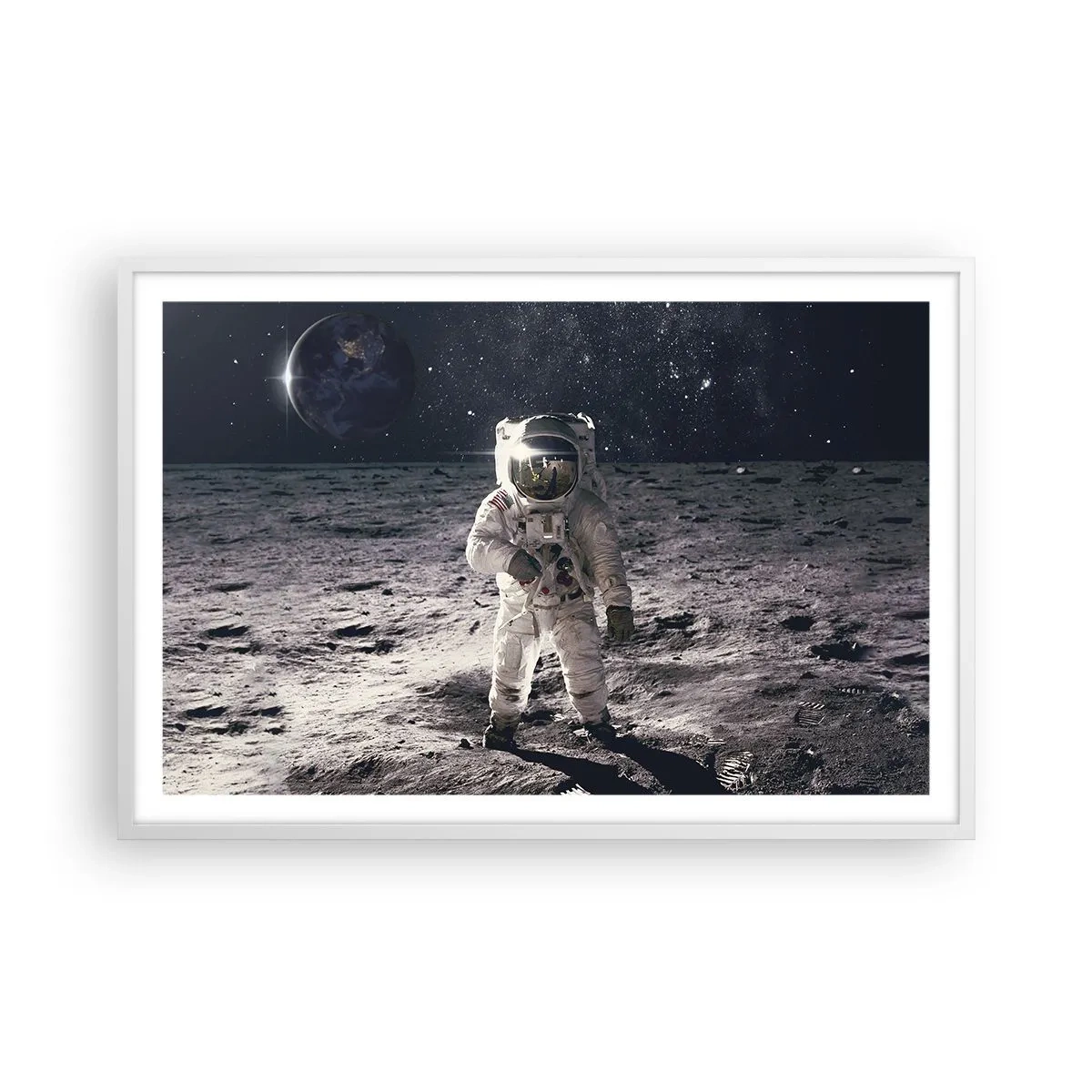 Poster in einem weißen Rahmen - Grüße vom Mond - 91x61 cm