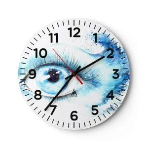 Wanduhr - Glasuhr - Tauchen Sie ein in das Blau der Blicke - 40x40 cm