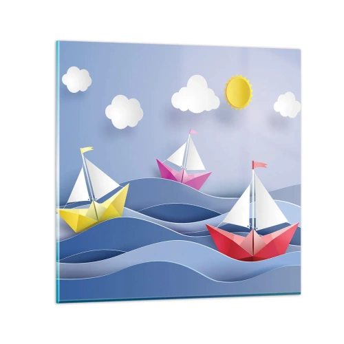 Glasbild - Bild auf glas - Ach, wie schön ist es, in den Wellen zu schwingen - 50x50 cm