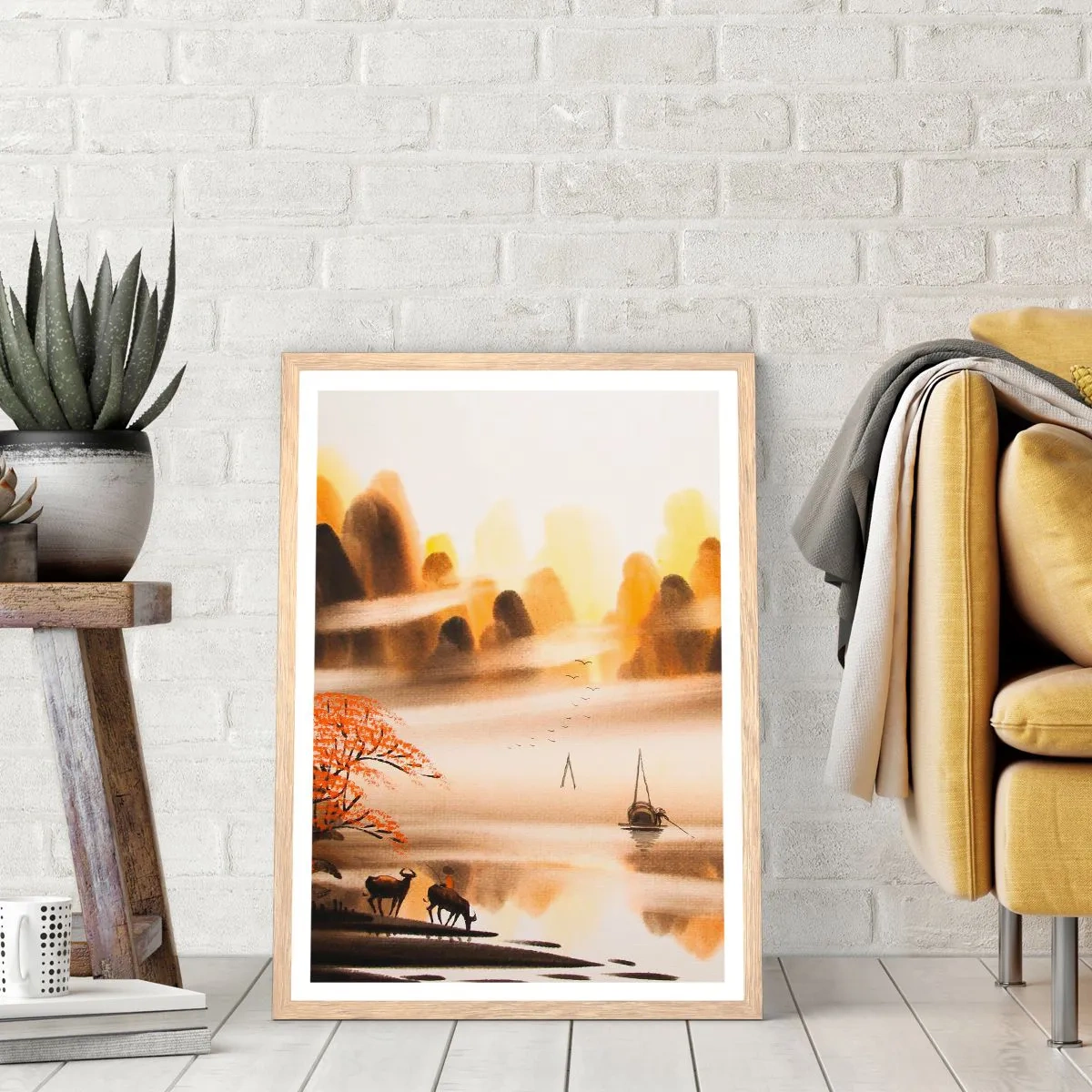 Poster in einem Rahmen aus heller Eiche - Weiter als im Fernosten - 70x100 cm