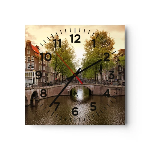 Wanduhr - Glasuhr - Mit dem Boot oder mit dem Fahrrad? - 30x30 cm