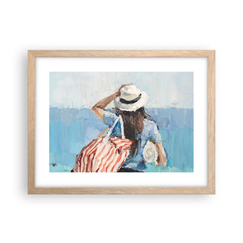 Poster in einem Rahmen aus heller Eiche - Willkommen in den Sommerferien - 40x30 cm