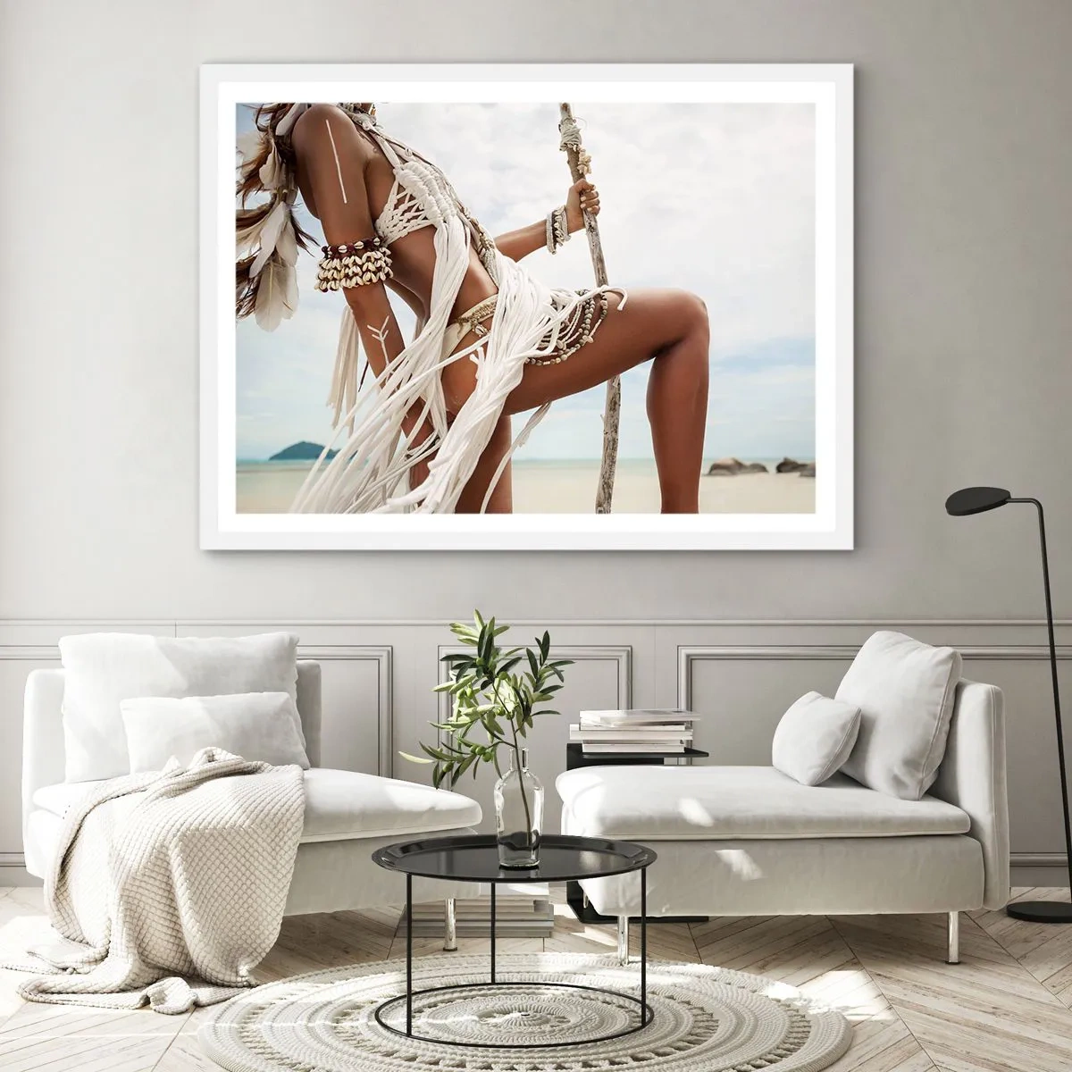 Poster in einem weißen Rahmen - Eine Priesterin der Sonne - 40x30 cm