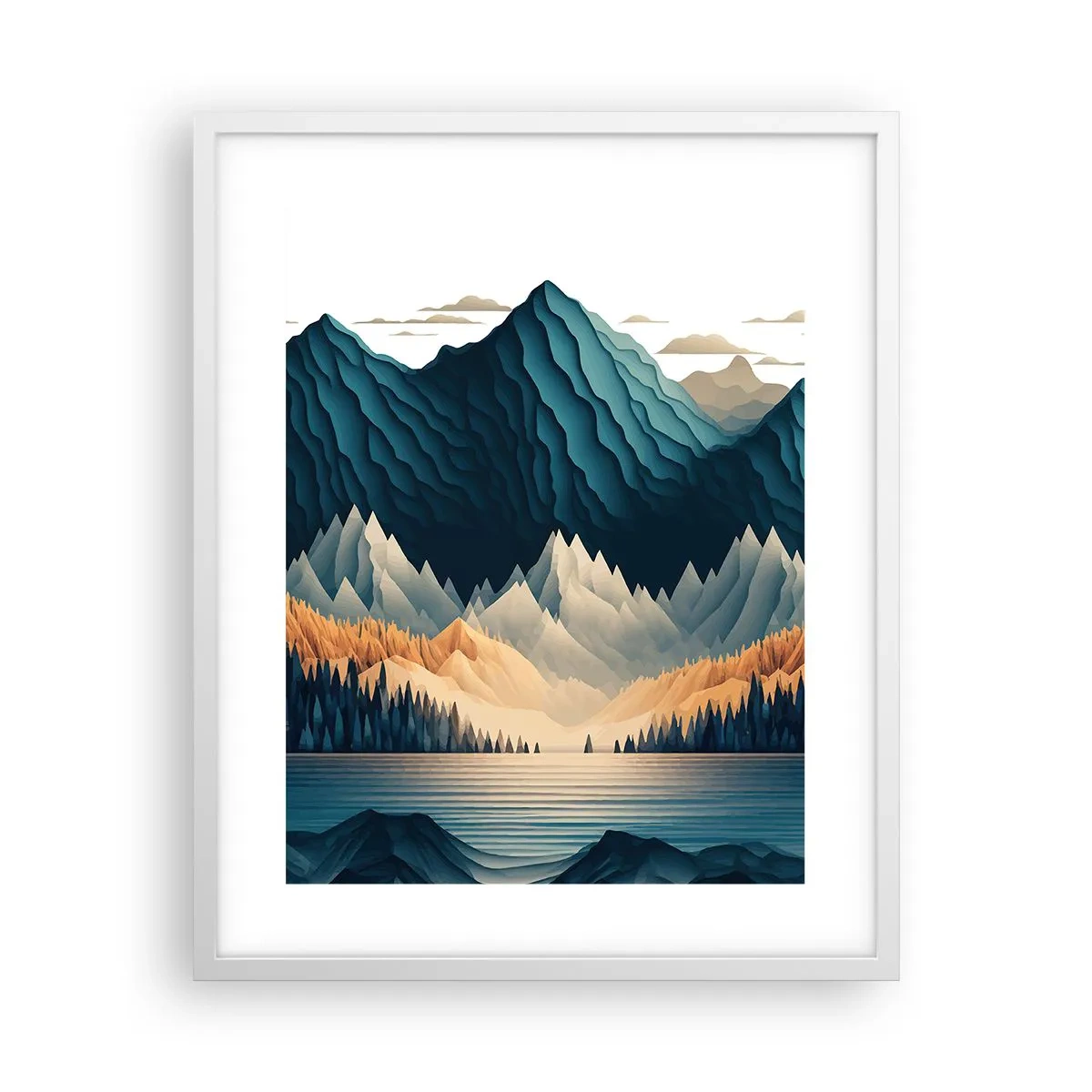 Poster in einem weißen Rahmen - Perfekte Berglandschaft - 40x50 cm