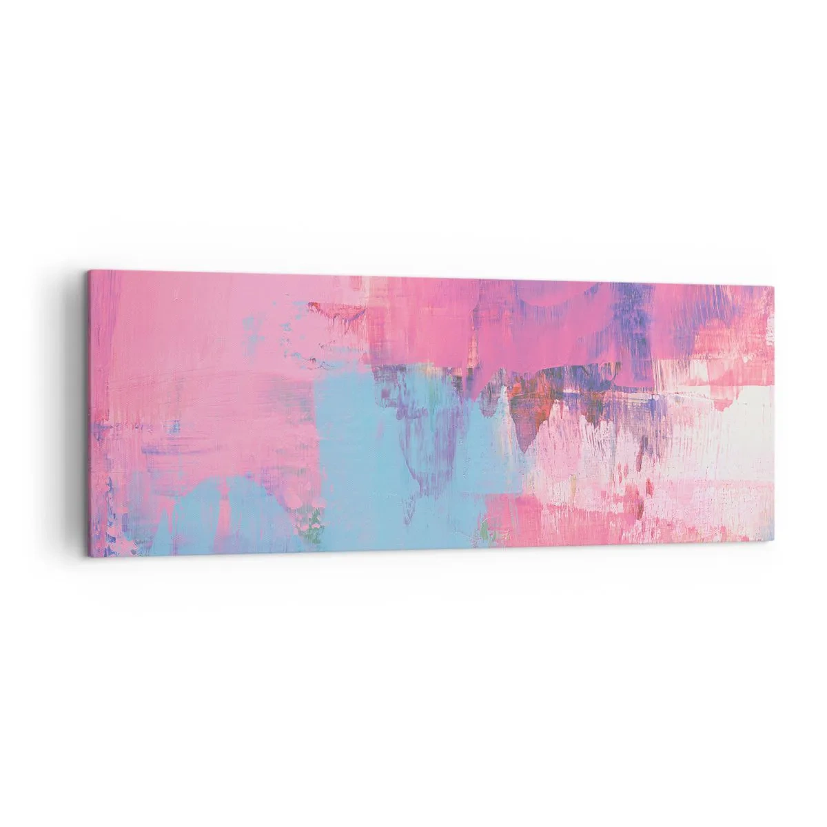 Bild auf Leinwand - Leinwandbild - Abstrakte Komposition in Pink und Blau - 140x50cm - Rosa, Blau und eine Prise Licht - Moderne Wanddekoration für Wohnzimmer und Schlafzimmer ARTTOR