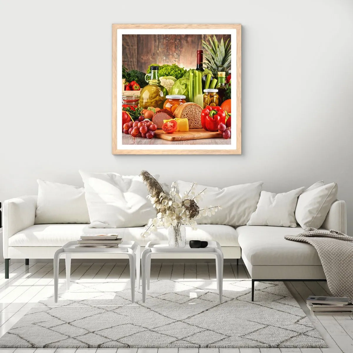 Poster in einem Rahmen aus heller Eiche - Geräuchert, gebacken und eingelegt - 60x60 cm