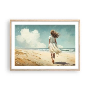Poster in einem Rahmen aus heller Eiche - Der Sonne und dem Wind begegnen - 70x50 cm
