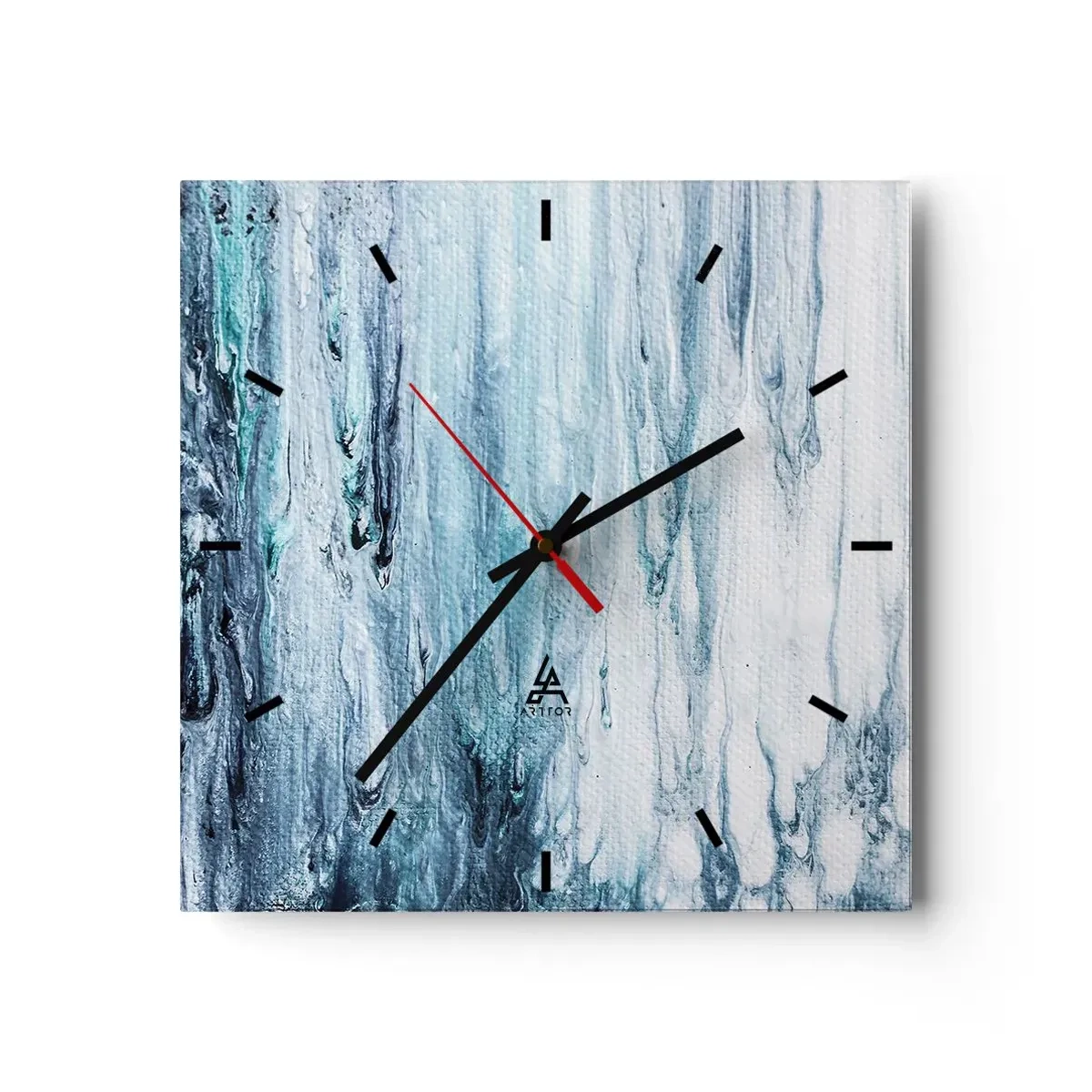 Wanduhr - Glasuhr - Abstrakte blaue und weiße Streifen ähneln Eiszapfen - 30x30cm - Blaue Eiszapfen - Moderne Wanddekoration für Wohnzimmer und Schlafzimmer ARTTOR