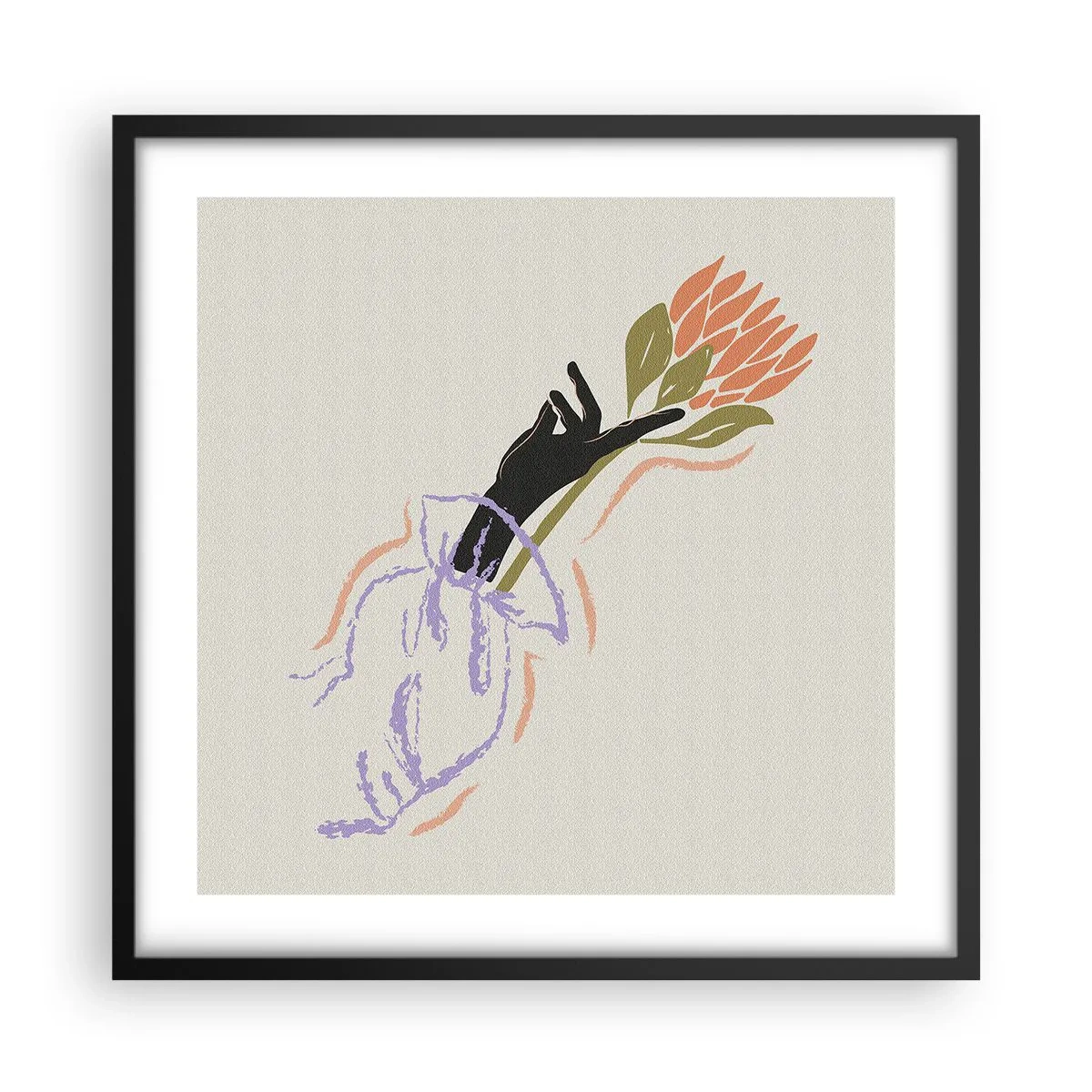 Poster in einem schwarzem Rahmen - Schwesterliche Berührung - 50x50 cm