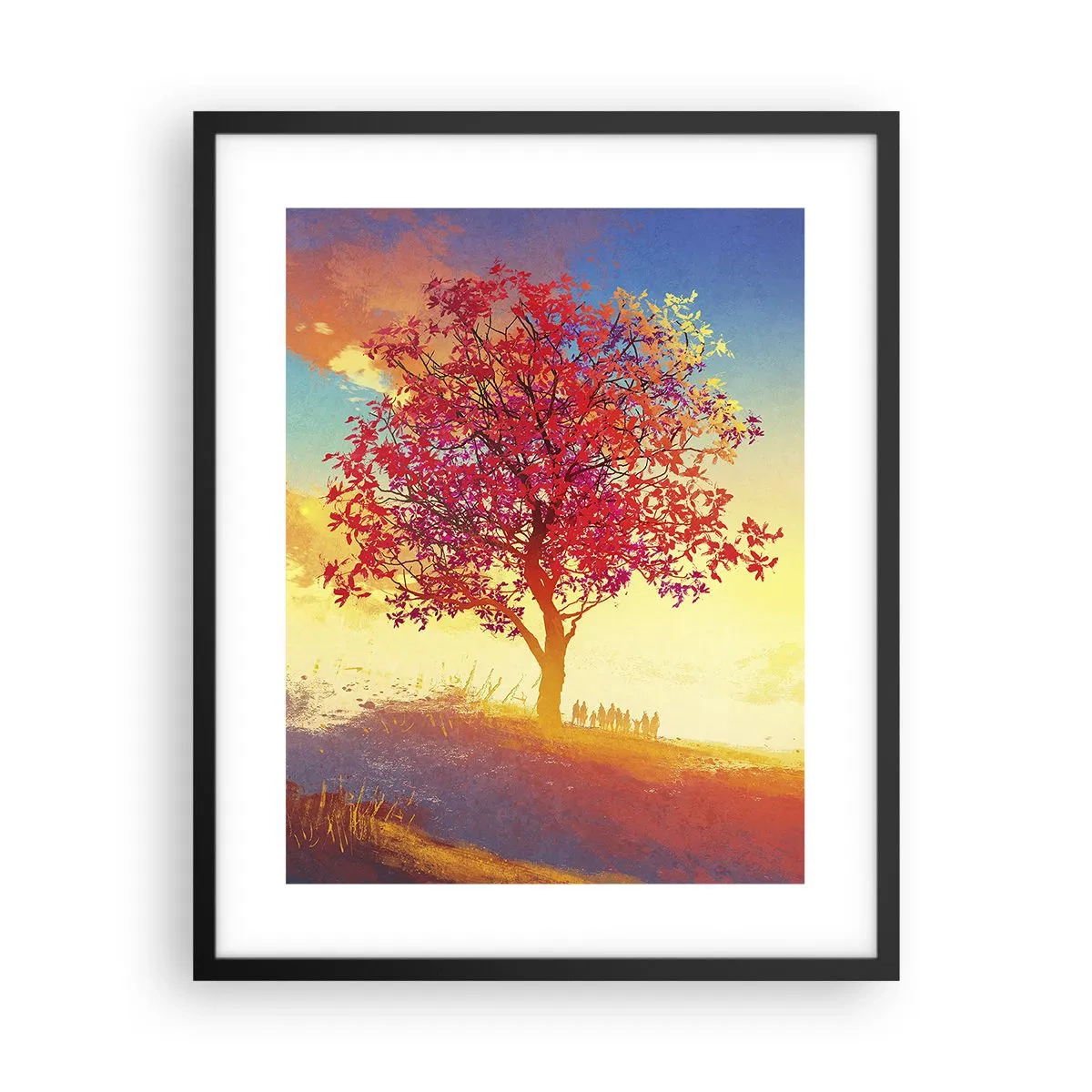 Poster in einem schwarzem Rahmen - Pilger am Ziel - 40x50 cm