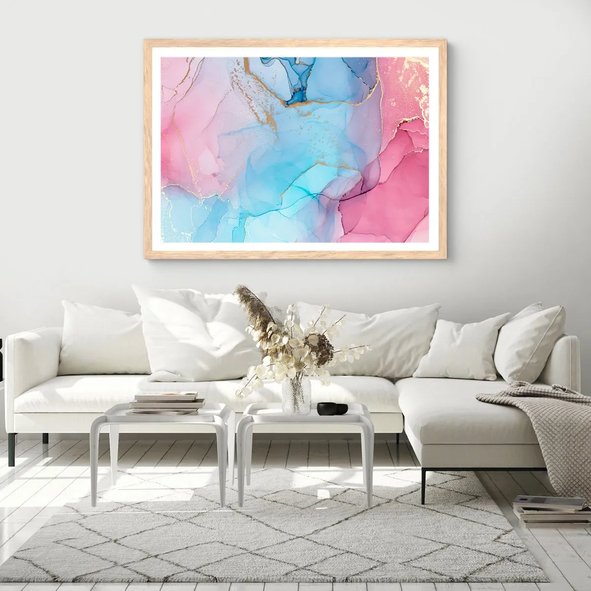 Poster in einem Rahmen aus heller Eiche - Begegnung und Durchdringung - 100x70 cm