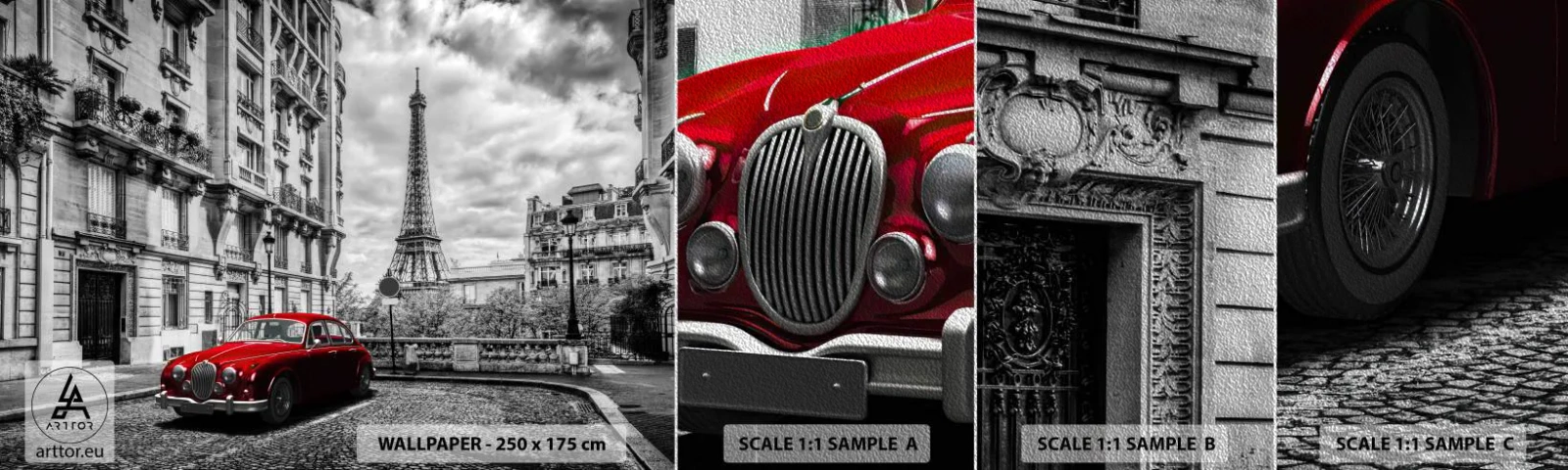 Fototapeten Muster Premium Sand - Raubtier in der Stadt - Stadt, Eiffelturm, Paris - 100x30 cm