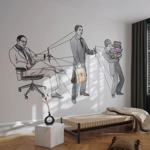 Selbstklebende Fototapete Deluxe Sticker - Jeder hat seinen Meister - Abstraktion, Mann, Arbeiten - 450x315 cm