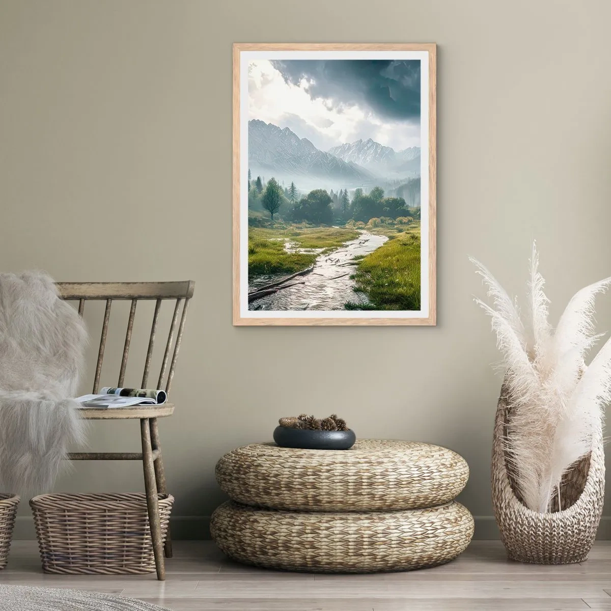 Poster in einem Rahmen aus heller Eiche - Hin und zurück - 70x100 cm