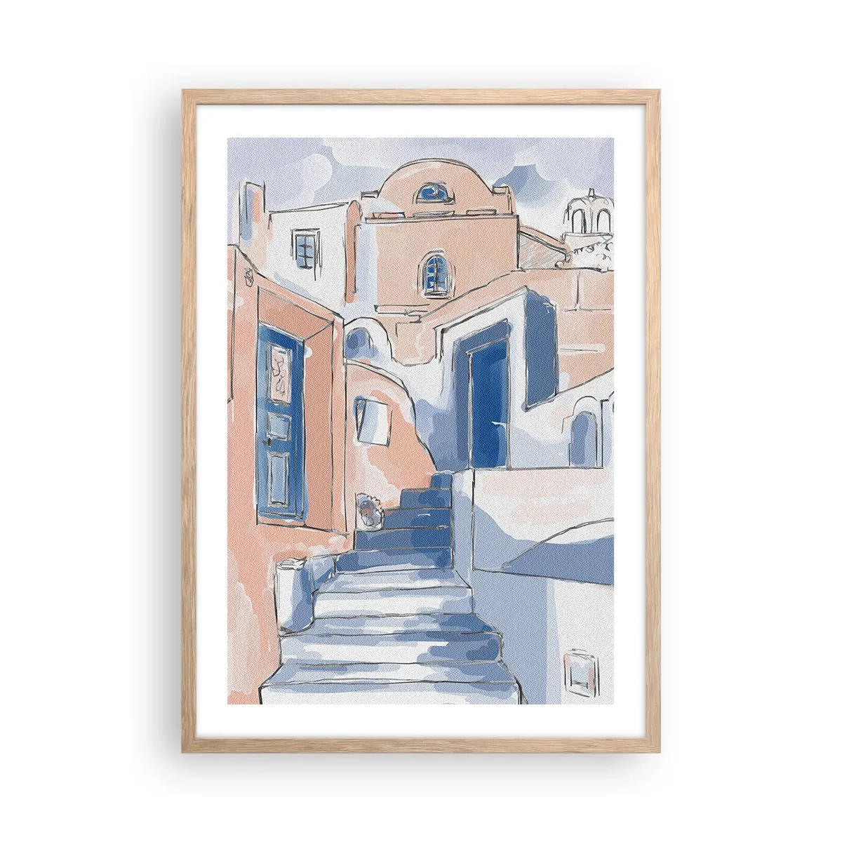 Poster in einem Rahmen aus heller Eiche - Exotische Stadt - 50x70 cm