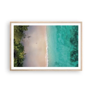 Poster in einem Rahmen aus heller Eiche - Paradiesstrand - 91x61 cm