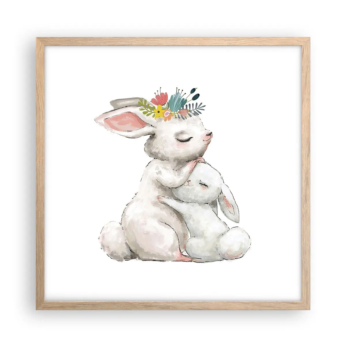 Poster in einem Rahmen aus heller Eiche - Bei Mama ist's am schönsten - 50x50 cm