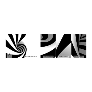 Fototapetenmuster Standard Eco - Und doch dreht es sich - Abstraktion, Grafik, Schwarz und weiß - 100x30 cm