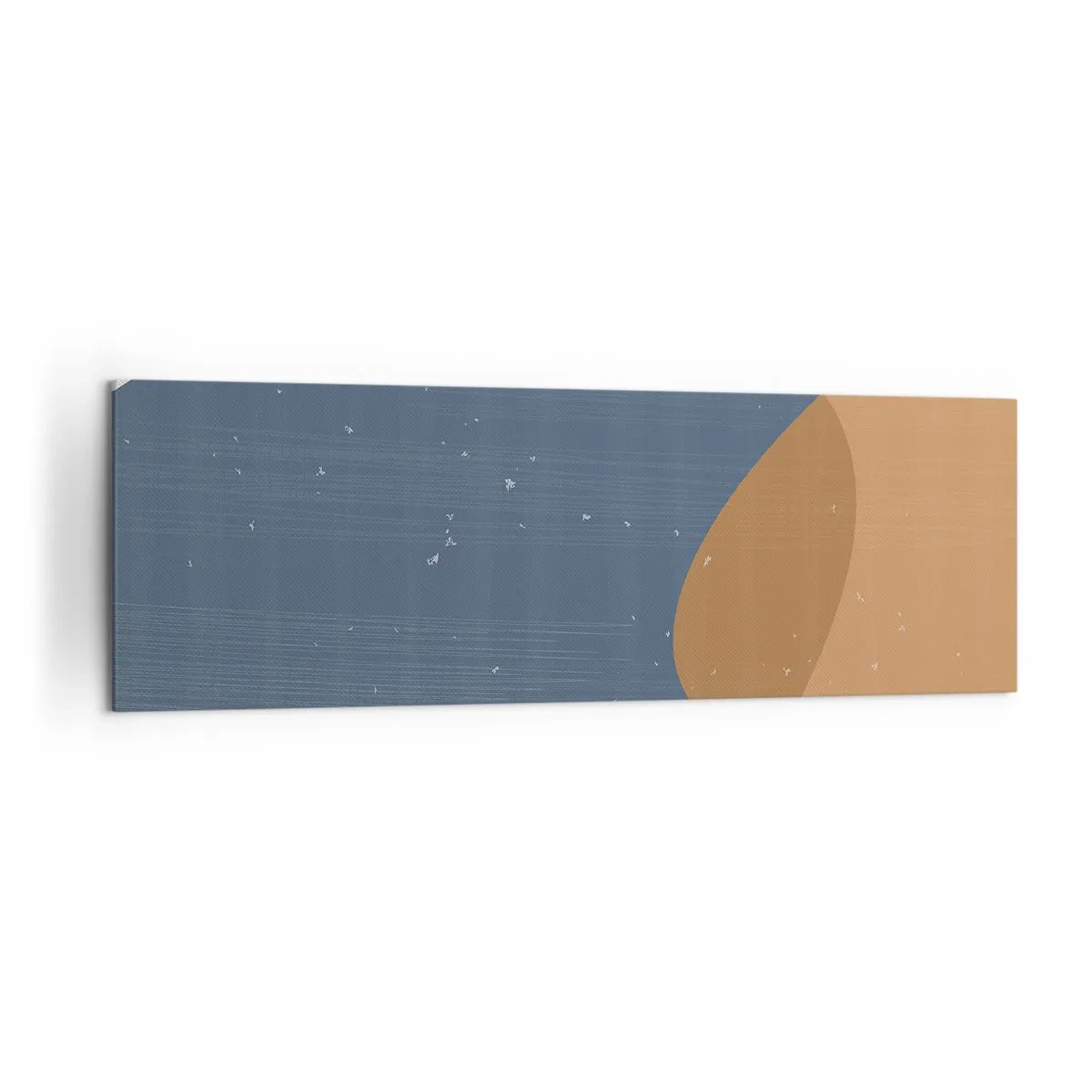 Bild auf Leinwand - Leinwandbild - Eine minimalistische geometrische Komposition in Blau- und Orangetönen. - 160x50cm - Ovale und Einflüsse - Moderne Wanddekoration für Wohnzimmer und Schlafzimmer ARTTOR
