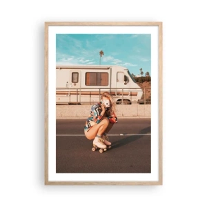 Poster in einem Rahmen aus heller Eiche - Lächel bitte! - 50x70 cm