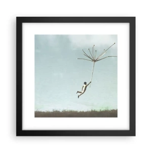 Poster in einem schwarzem Rahmen - Drachen, Löwenzahn, Wind - 30x30 cm