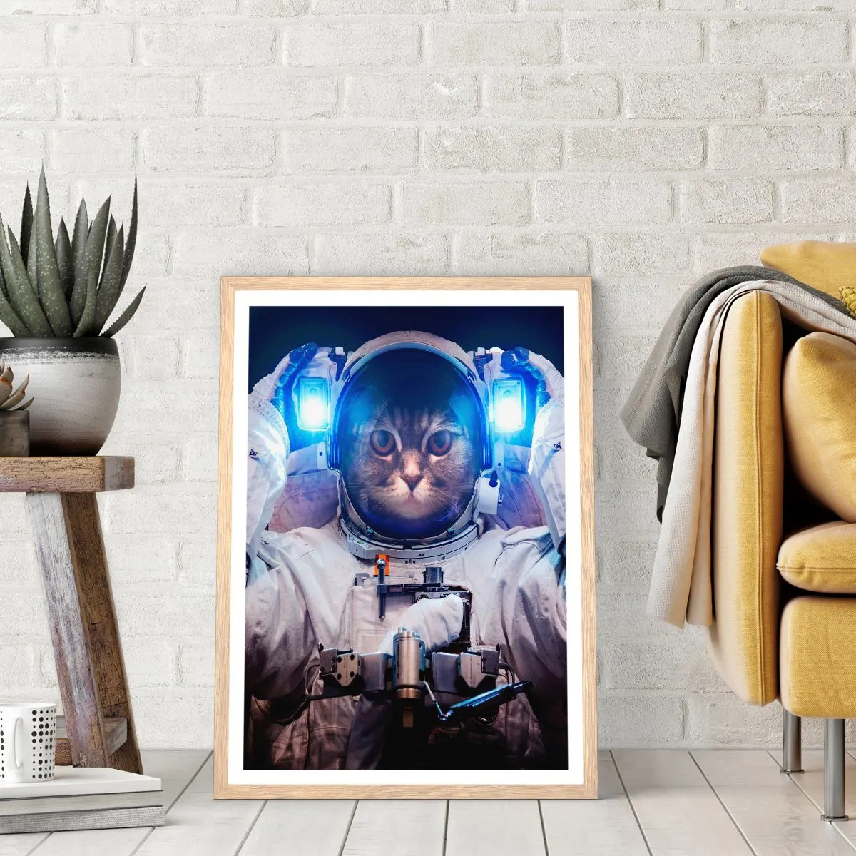 Poster in einem Rahmen aus heller Eiche - Houston, du hast ein Problem - 61x91 cm