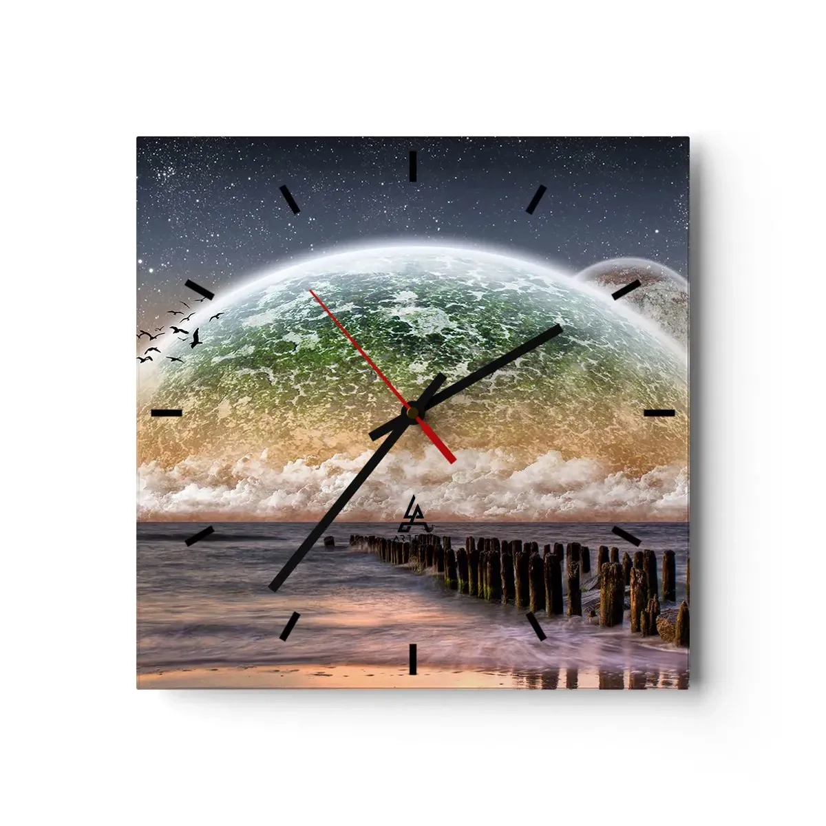 Wanduhr - Glasuhr - Und die Welt tauchte aus dem Wasser auf - 40x40 cm
