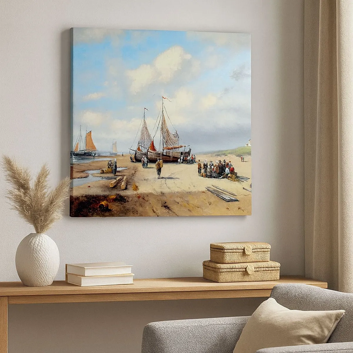 Bild auf Leinwand - Leinwandbild - Nach einem erfolgreichen Fischfang - 30x30 cm