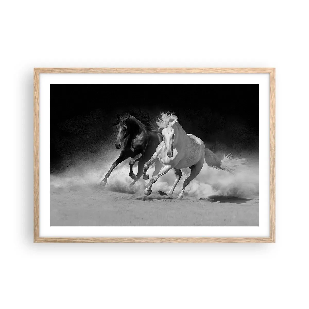 Poster in einem Rahmen aus heller Eiche - Galopp der Freiheit - 70x50 cm