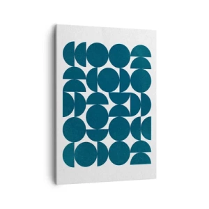 Bild auf Leinwand - Leinwandbild - Geometrische Formen in Marineblautönen auf weißem Hintergrund - 50x70cm - Kreise und Halbkreise - Moderne Wanddekoration für Wohnzimmer und Schlafzimmer ARTTOR