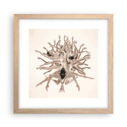 Poster in einem Rahmen aus heller Eiche - Aufblühen im Tanz - 30x30 cm