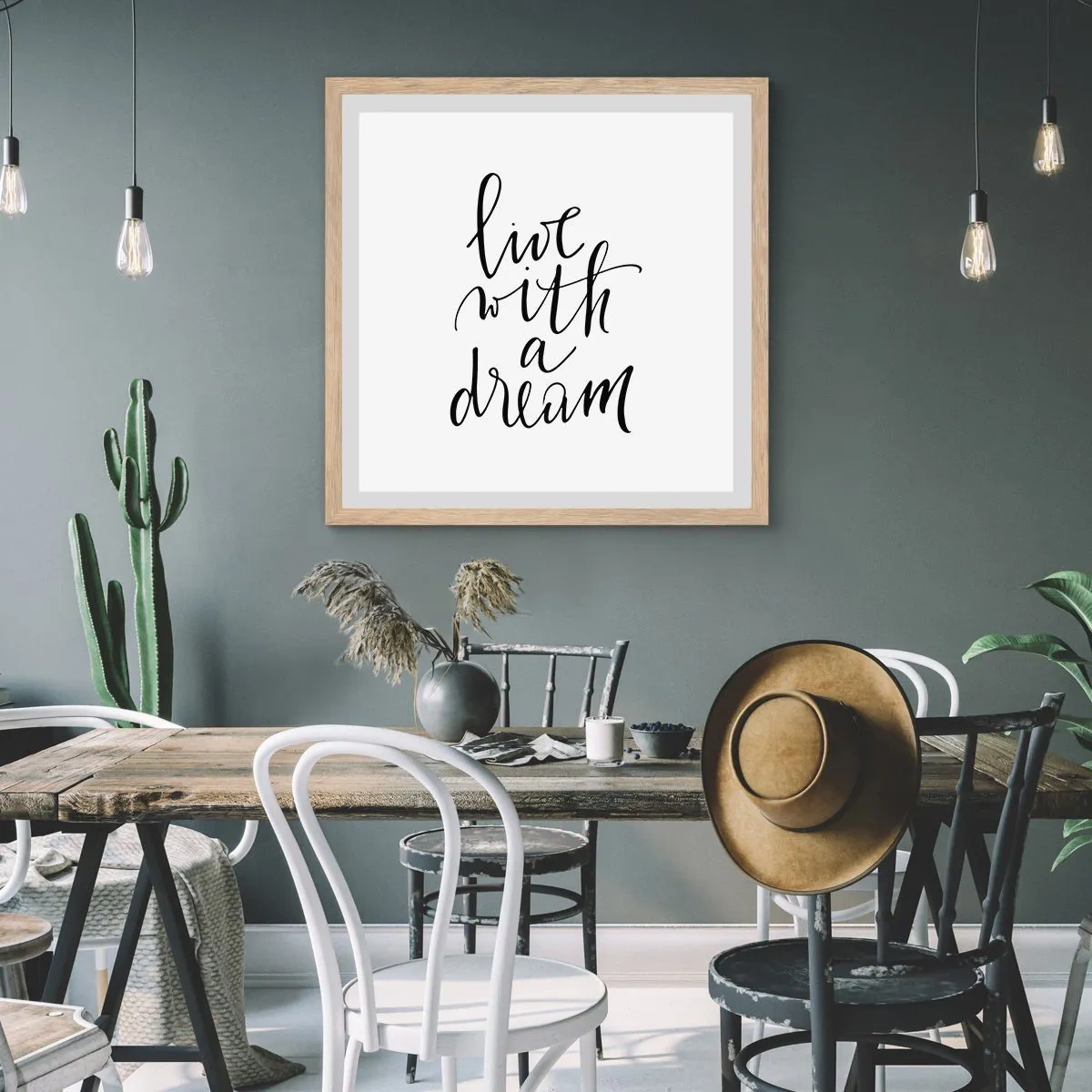 Poster in einem Rahmen aus heller Eiche - Na sicher - 60x60 cm