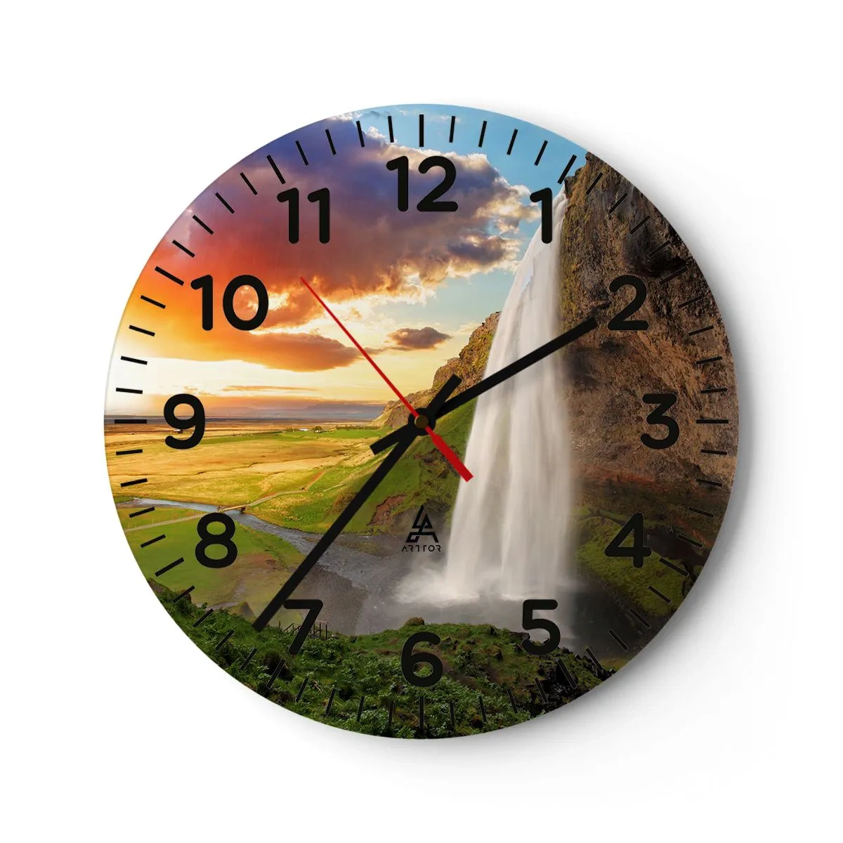 Wanduhr - Glasuhr - Die Fülle des isländischen Sommers - 40x40 cm