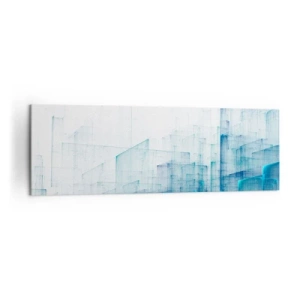 Bild auf Leinwand - Leinwandbild - Abstrakte geometrische Formen in Blautönen - 160x50cm - Wie der Raum wgeschaffen urde - Moderne Wanddekoration für Wohnzimmer und Schlafzimmer ARTTOR