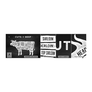 Fototapeten Muster Selbstklebend Deluxe Sticker - Metzger Grundierung - Gastronomie, Stier, Rindfleisch - 100x30 cm