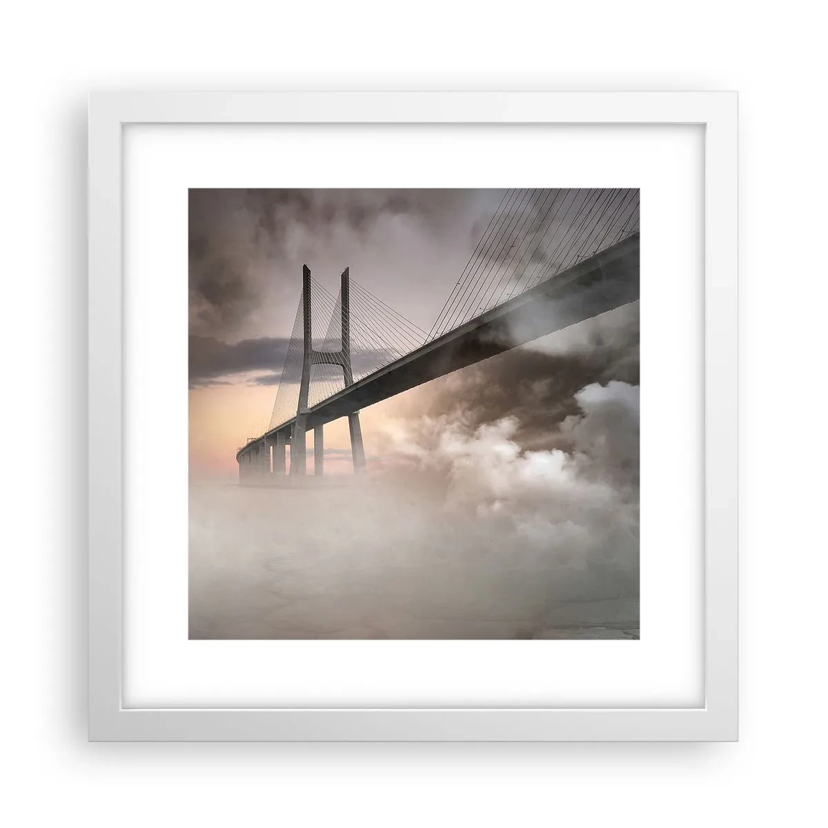 Poster in einem weißen Rahmen - Auf dem Fluss, den es nicht gibt - 30x30 cm