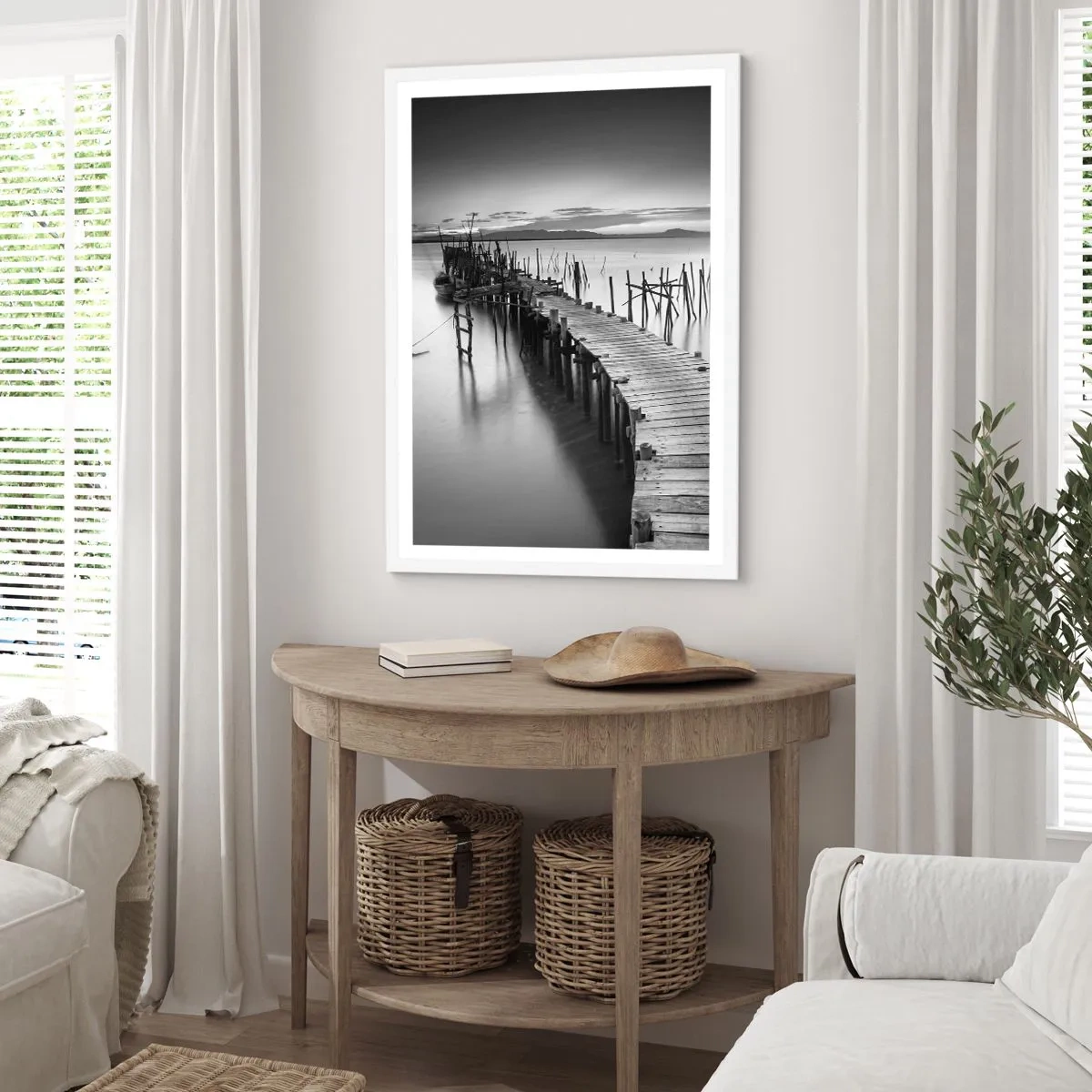 Poster in einem weißen Rahmen - Der Frieden eines vergessenen Ufers - 30x40 cm