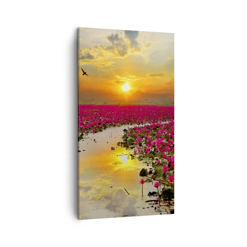 Bild auf Leinwand - Leinwandbild - Das geheime Leben des Sees - 45x80 cm