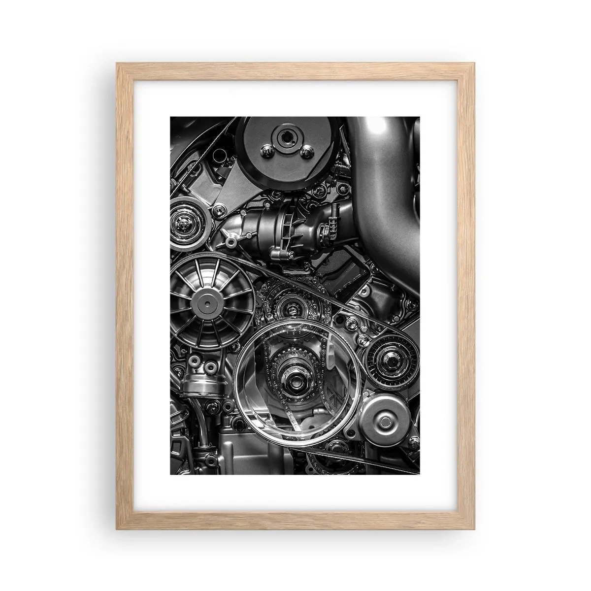 Poster in einem Rahmen aus heller Eiche - Die Poesie der Mechanik - 30x40 cm