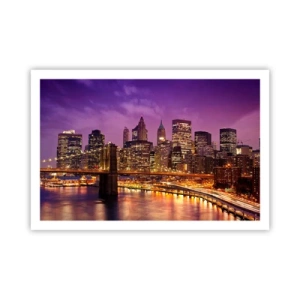 Poster - Violett-goldenes Manhathann - 91x61 cm