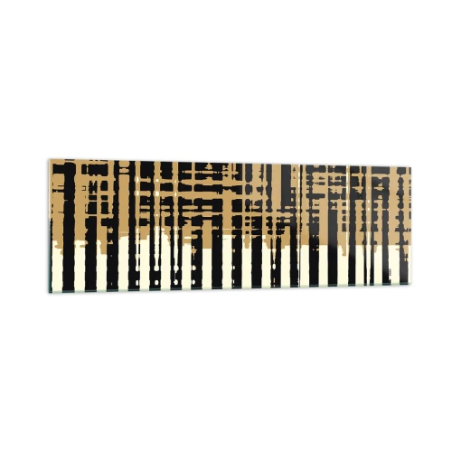 Glasbild - Bild auf glas - Abstrakte Linien in Schwarz, Beige und Weiß - 160x50cm - Architektonische Abstraktion - Moderne Wanddekoration für Wohnzimmer und Schlafzimmer ARTTOR