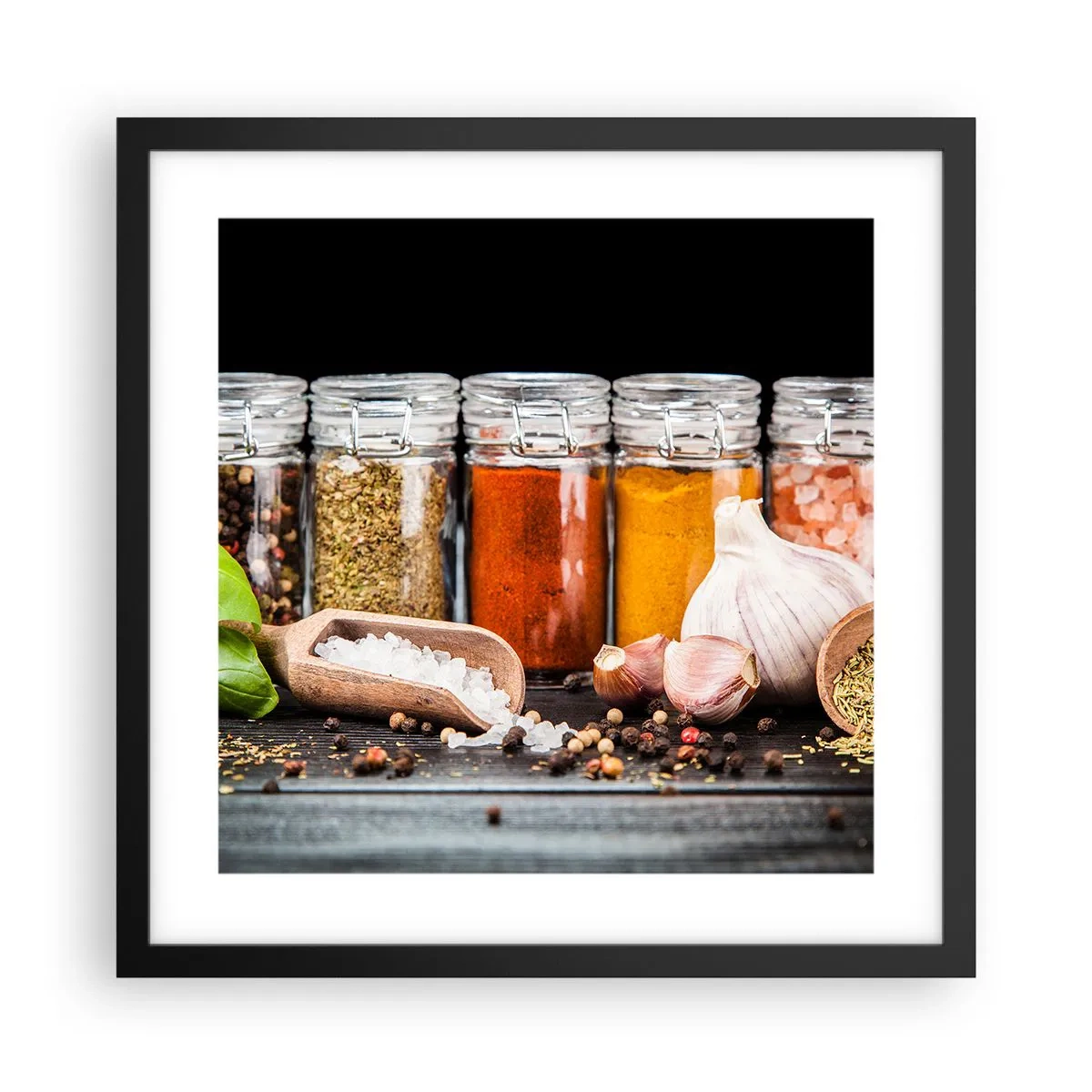 Poster in einem schwarzem Rahmen - Für einen Geschmack des Lebens - 40x40 cm