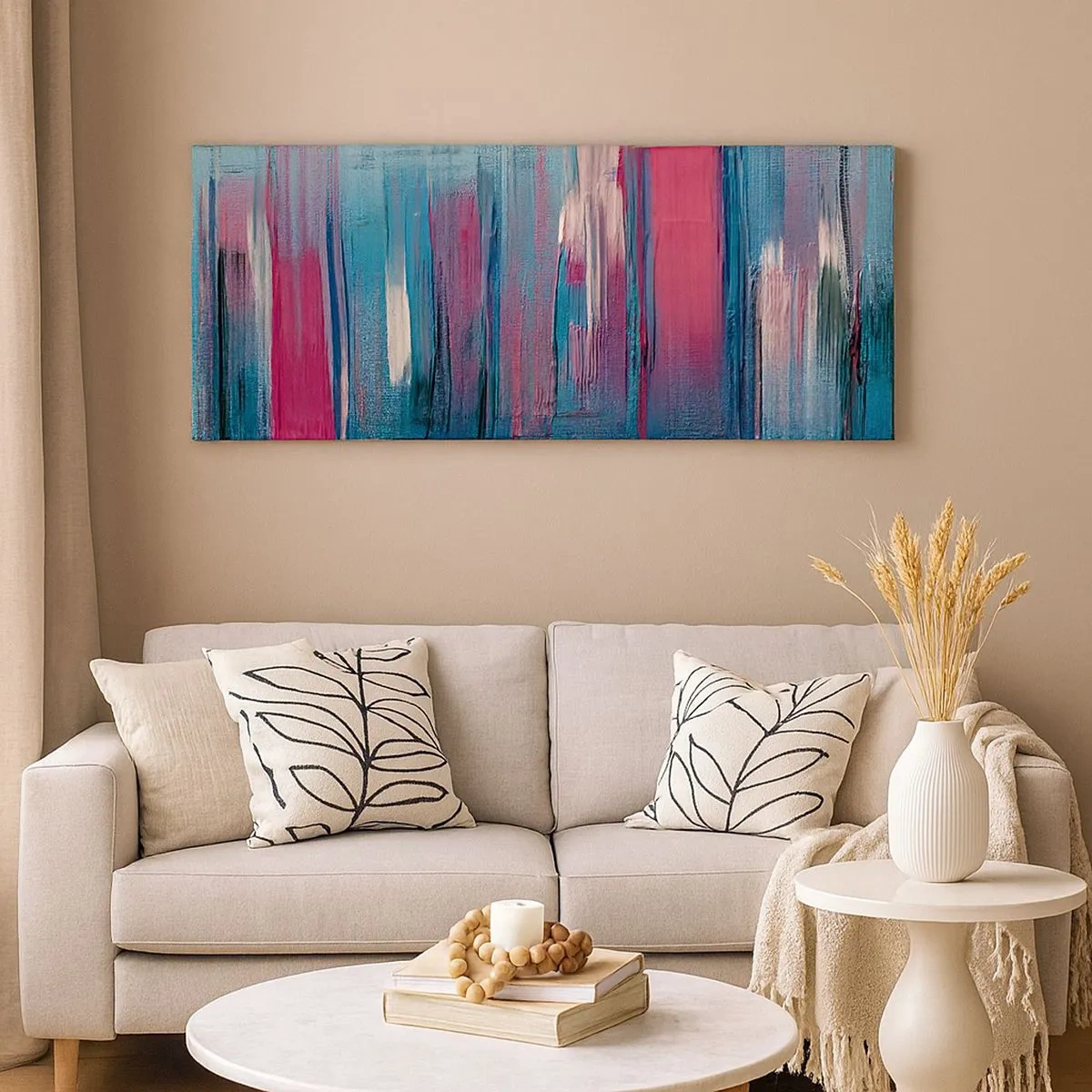 Bild auf Leinwand - Leinwandbild - Vertikale Komposition in Blau und Rot - 100x40 cm