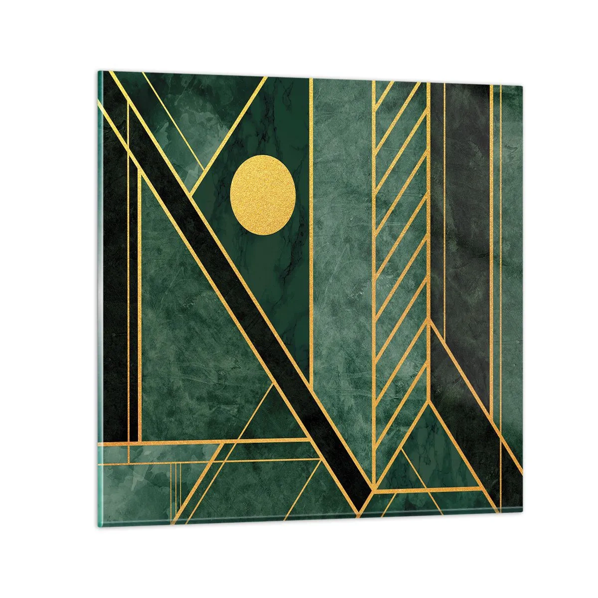 Glasbild - Bild auf glas - Dynamik von Gold und Azurblau - 50x50 cm