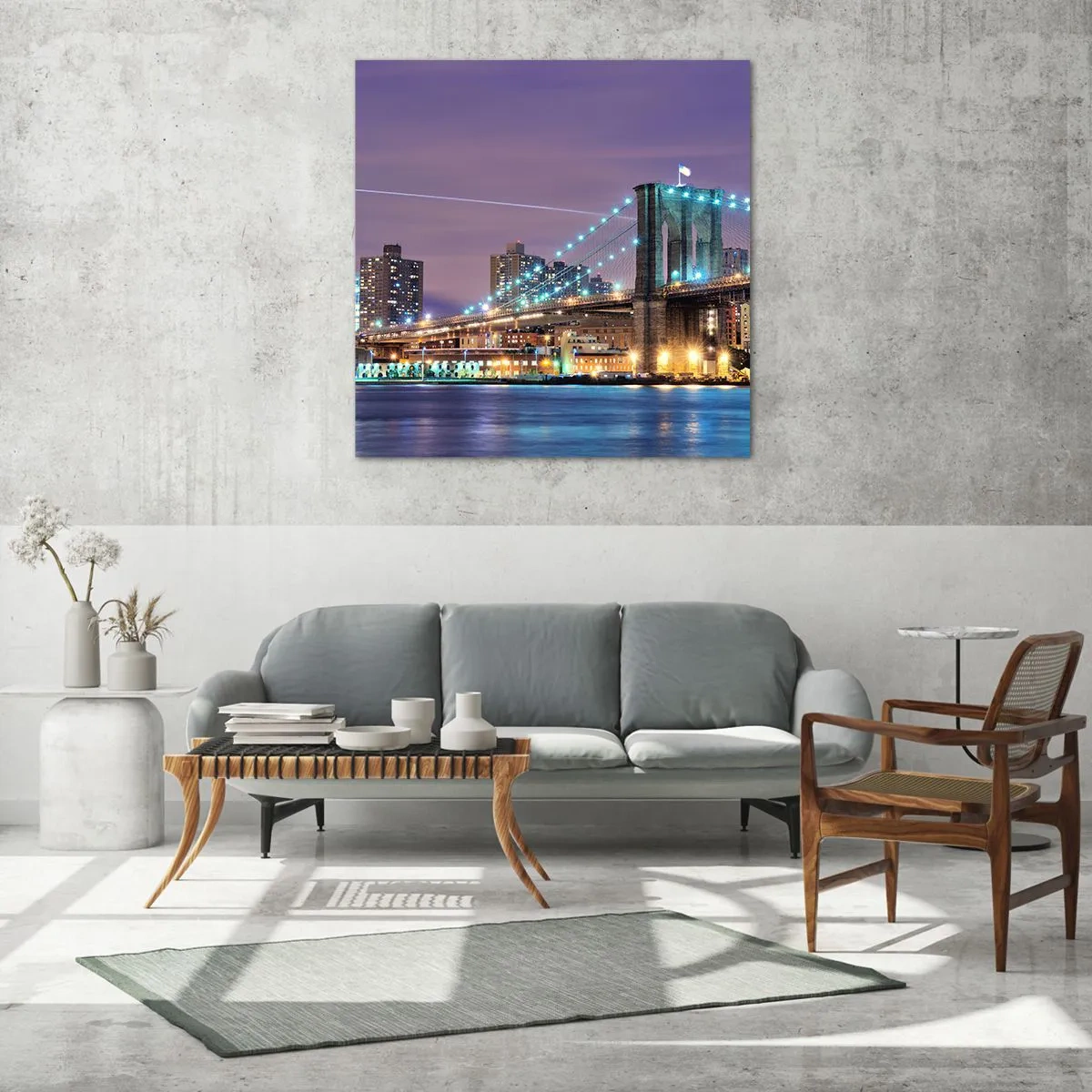 Glasbild - Bild auf glas - Seit vielen Jahren die Brooklyn Bridge - 40x40 cm