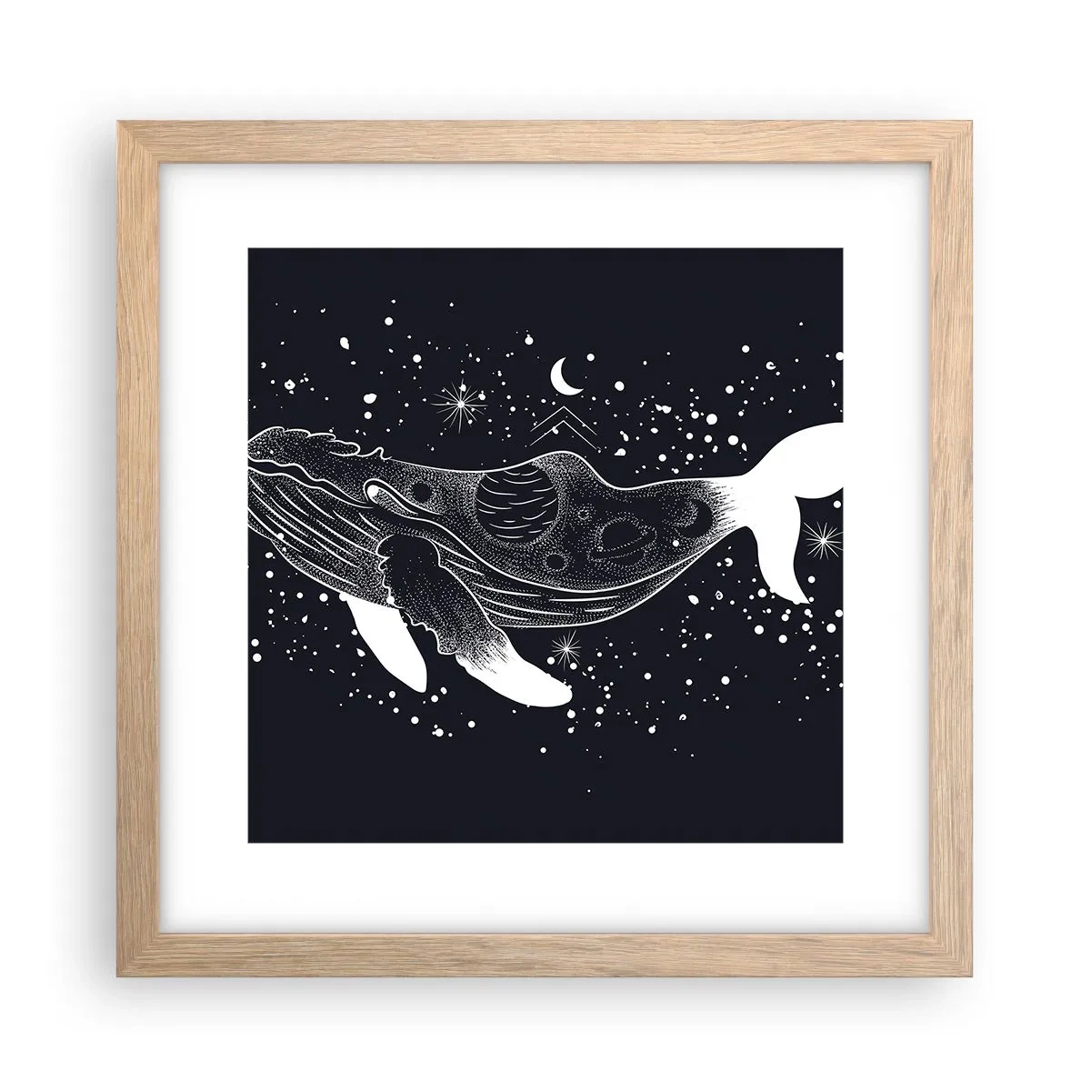 Poster in einem Rahmen aus heller Eiche - Im Ozean des Universums - 30x30 cm